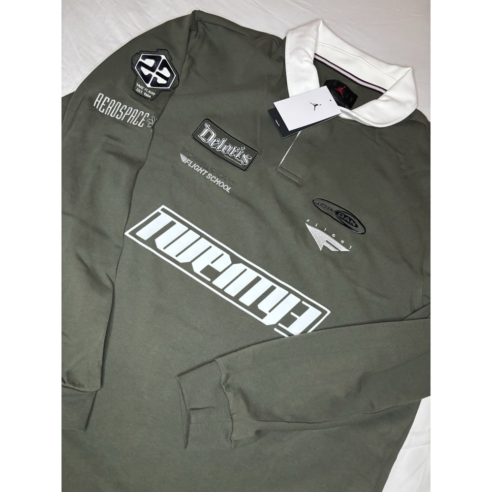 Jordan Essentials Long Sleeve Rugby Style Polo Shirt Patches Men's XL HF9323-325